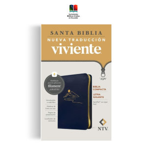 Biblia compacta NTV letra gigante de zíper con Filament Azul Letra Roja 9781496489715