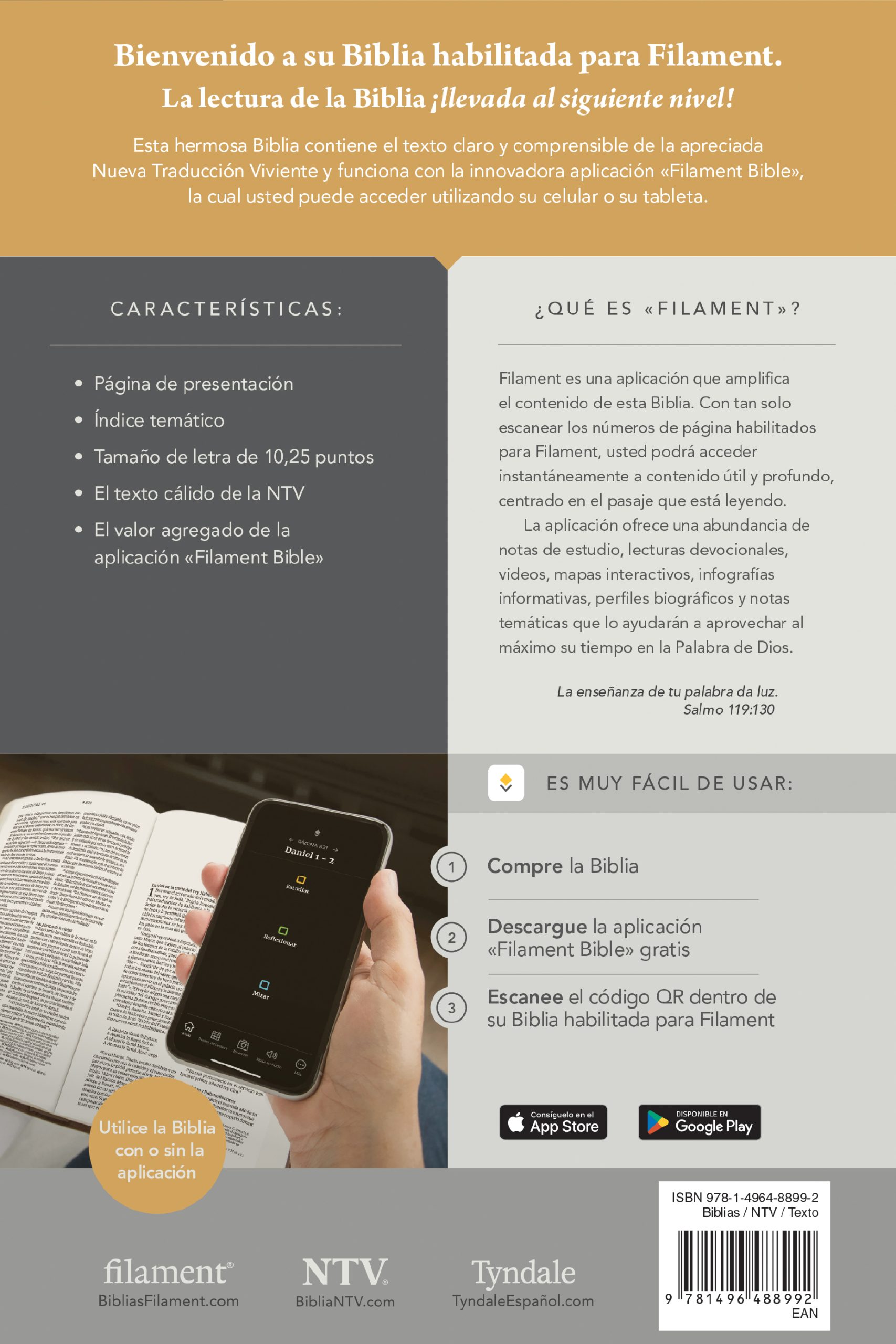 Biblia valor prémium NTV, letra grande con Filament (SentiPiel, Rosa) - Imagen 2