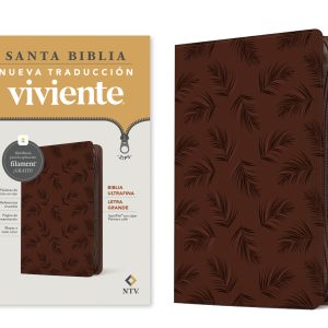 Biblia ultrafina NTV, letra grande de zíper con Filament (SentiPiel, Palmera café, Letra Roja)
