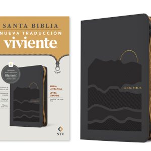 Biblia ultrafina NTV, letra grande de zíper con Filament (SentiPiel, Gris, Letra Roja)