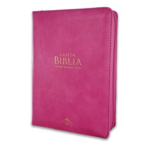 Biblia RVR60 Tamaño Portátil Letra Grande 11 Puntos - Fucsia con Cierre e Índice, Palabras de Jesús en Rojo