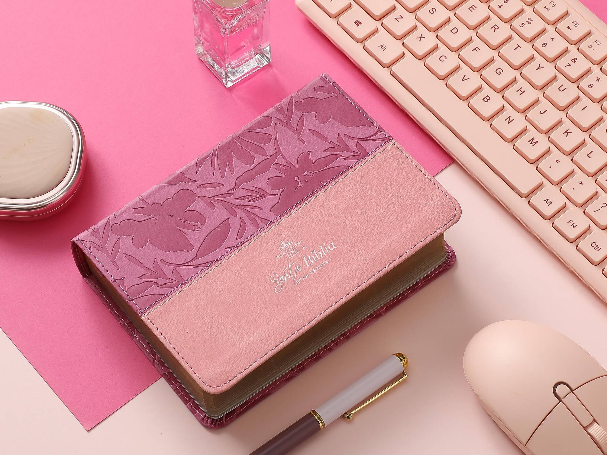 Biblia RVR60 Tamaño Compacto Símil Piel Bicolor Rosa/Rosa - Imagen 4