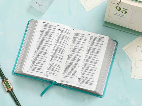 Biblia RVR60 Floral Turquesa con Flores - Letra Grande 10pt - Imagen 2