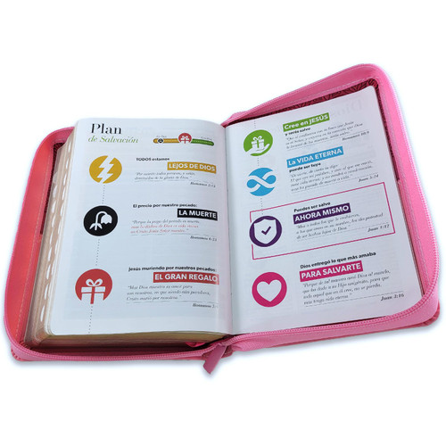 Biblia RVR60 Bifloral Rosa - Letra Grande 11pt con Cierre e Índice - Imagen 3