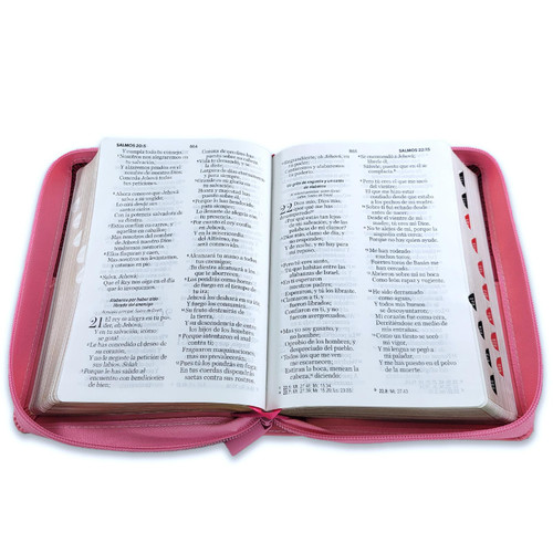 Biblia RVR60 Bifloral Rosa - Letra Grande 11pt con Cierre e Índice - Imagen 2