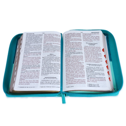 Biblia RVR60 Bifloral Turquesa - Letra Grande 11pt con Cierre e Índice - Imagen 4