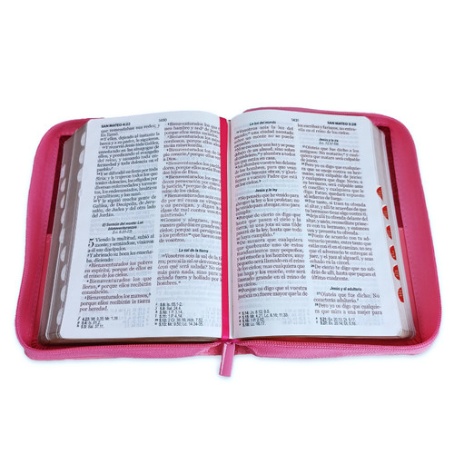 Biblia RVR60 Bifloral Rosa - Letra Grande 11pt con Cierre e Índice - Imagen 6