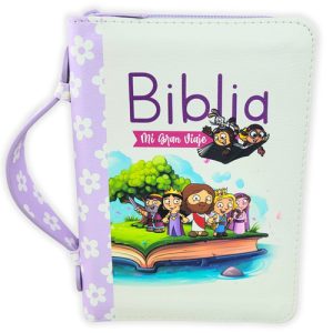 Biblia Mi Gran Viaje RVR60 Infantil con Asa - Lila/Blanco
