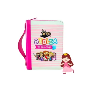 Biblia Mi Gran Viaje RVR60 Infantil con Asa - Rosa/Rayas