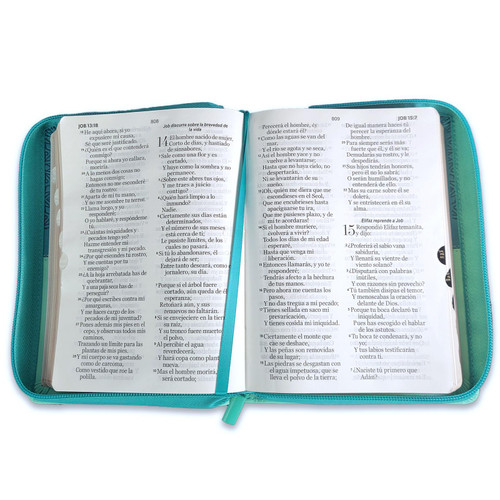 Biblia RVR60 Bifloral Turquesa - Letra Grande 11pt con Cierre e Índice - Imagen 6