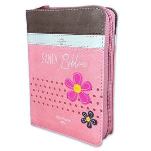 Biblia RVR60 de Bolsillo Primor - Café/Beige/Rosa con Flores