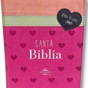 Biblia RVR60 de Bolsillo Primor - Fucsia/Blanco/Rosa con Corazones