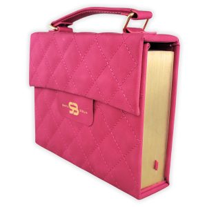 Biblia RVR60 Cartera con Asa y Broche Magnético, Símil Piel Fúcsia - Colección Deluxe Bag