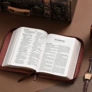 Biblia RVR60 Tamaño Compacto Símil Piel Café Geométrico con Cierre