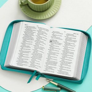 Biblia RVR60 Tamaño Compacto Símil Piel Turquesa Floral con Cierre