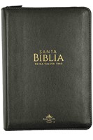 Biblia RVR60 Tamaño Portátil Letra Grande 11 Puntos - Negro con Cierre e Índice, Palabras de Jesús en Rojo