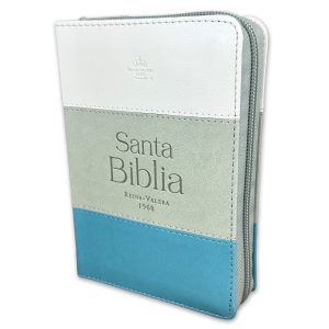 Biblia RVR60 de Bolsillo Tricolor - Blanco/Gris/Turquesa