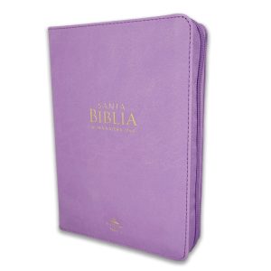 Biblia RVR60 Tamaño Portátil Letra Grande 11 Puntos - Lila con Cierre, Palabras de Jesús en Rojo