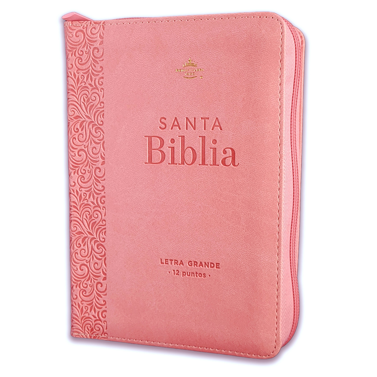 Biblia RVR60 Tamaño Compacto Símil Piel Rosa Floral con Cierre