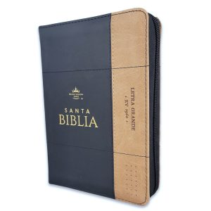 Biblia RVR60 Tamaño Compacto Letra Grande Símil Piel Bicolor Negro/Café con Cierre e Índice