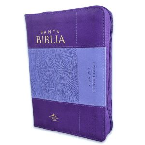 Biblia RVR60 Tamaño Compacto Letra Grande Símil Piel Bicolor Lila/Lila con Cierre e Índice