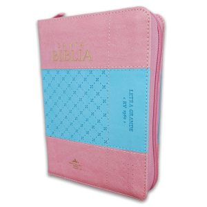 Biblia RVR60 Tamaño Compacto Letra Grande Símil Piel Bicolor Rosa/Lila con Cierre e Índice