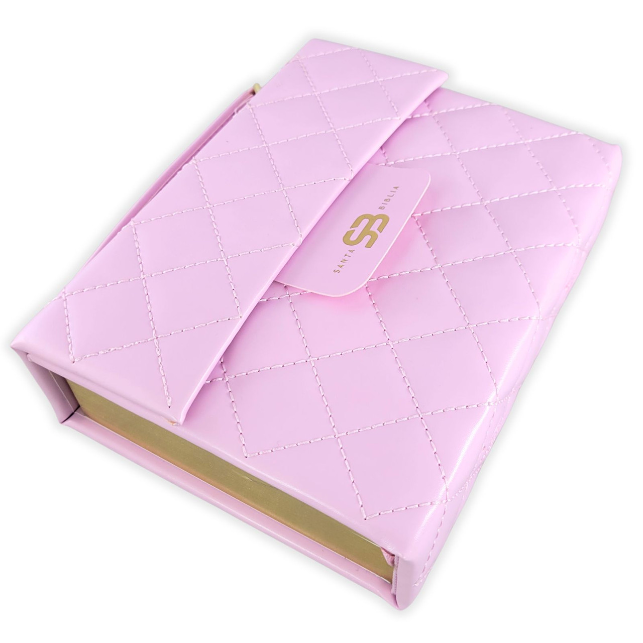 Biblia RVR60 Cartera con Asa y Broche Magnético, Símil Piel Coral - Colección Deluxe Bag