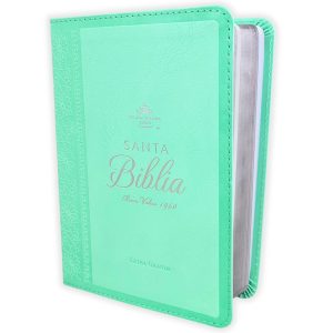 Biblia RVR60 Letra Grande 12 Puntos Símil Piel Turquesa - Colección Clásica Portátil