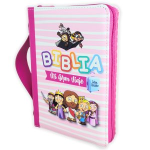 Biblia RVR60 Mi Gran Viaje para Niñas - Rosa/Rayas con Asa
