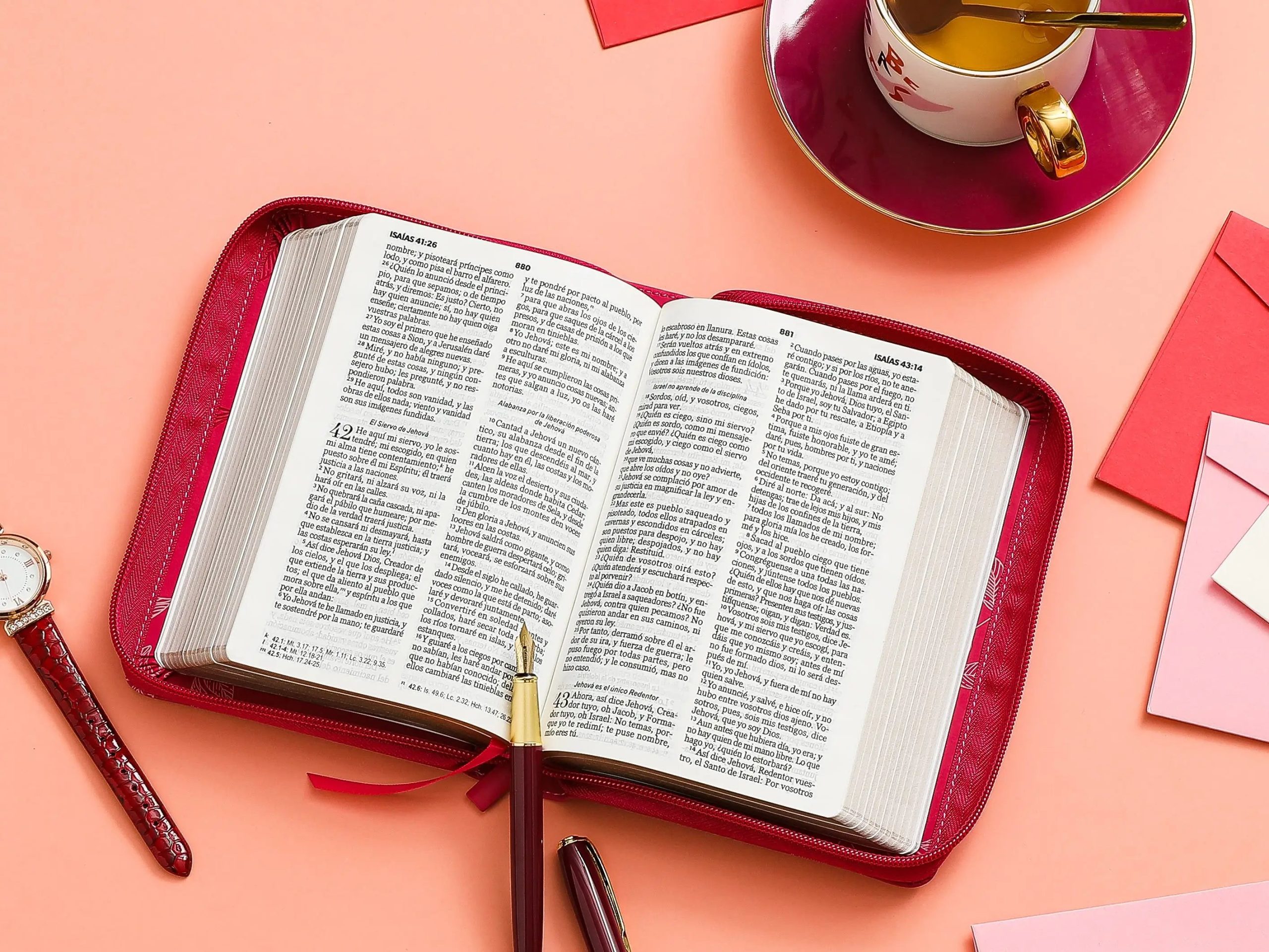 Biblia RVR60 Fucsia con Hojas Primaverales, Tamaño Portátil Letra 10 Puntos PJR - Imagen 2